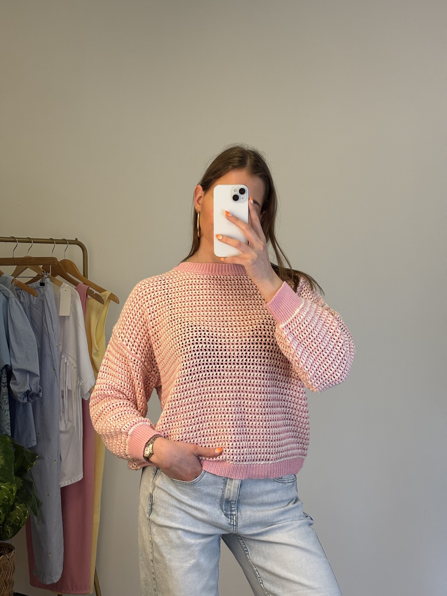 VIVI Knit Pullover (Pink/White)