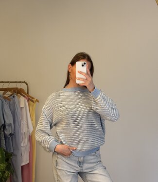 VIVI Knit Pullover (Blue/White)