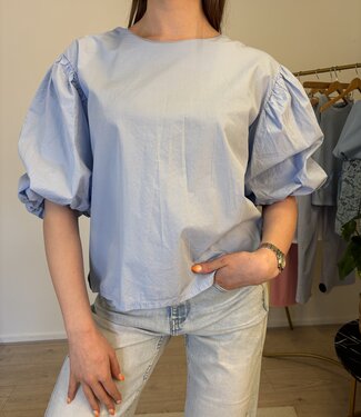 ANTONELLA Balloon Sleeve Top (Sky Blue)