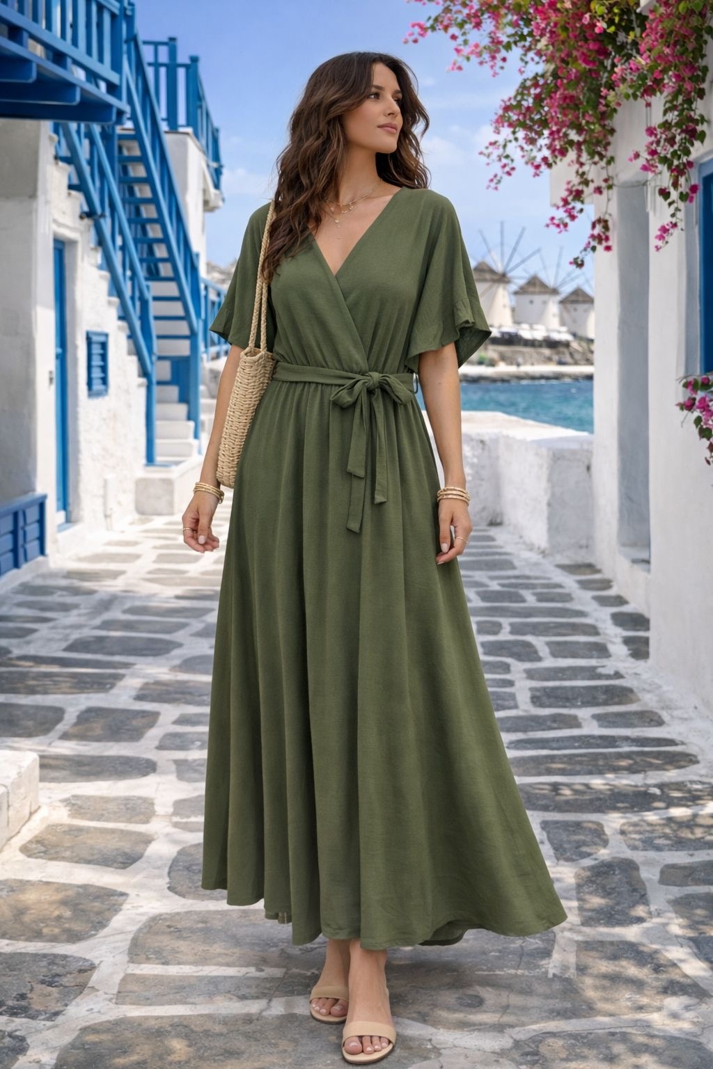 ELENI Dress (Green Army)