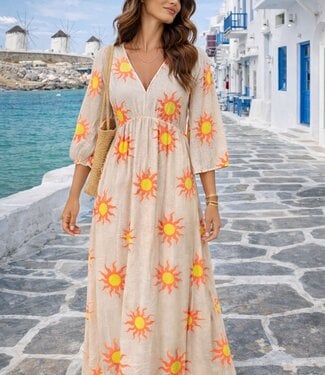 ELARA Sunny Dress (Cream/Neon Pink)