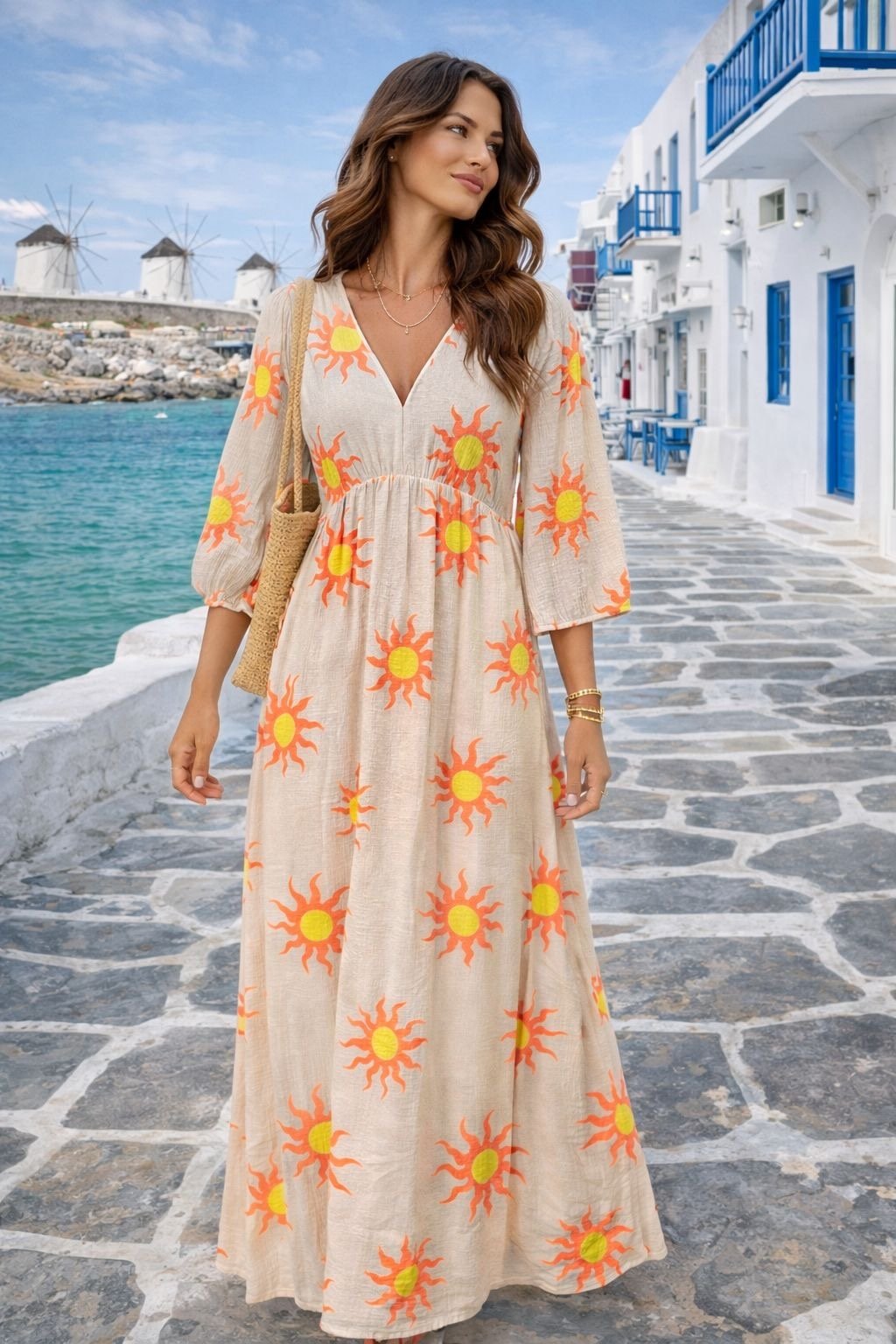 ELARA Sunny Dress (Cream/Neon Pink)