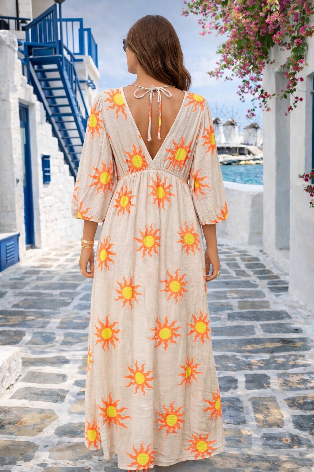 ELARA Sunny Dress (Cream/Neon Pink)