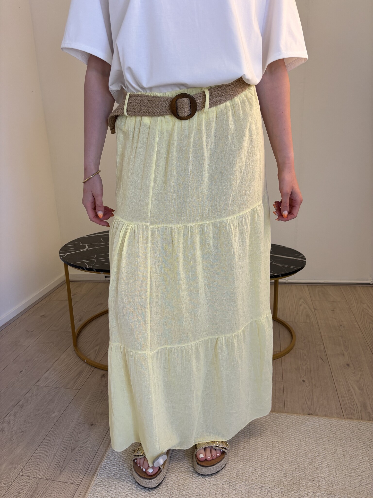 JASMIN 100 % Cotton Long Skirt (Yellow)