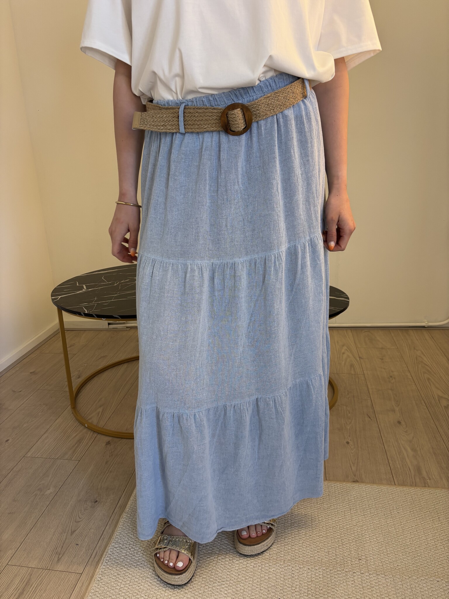 JASMIN 100 % Cotton Long Skirt (Sky Blue)