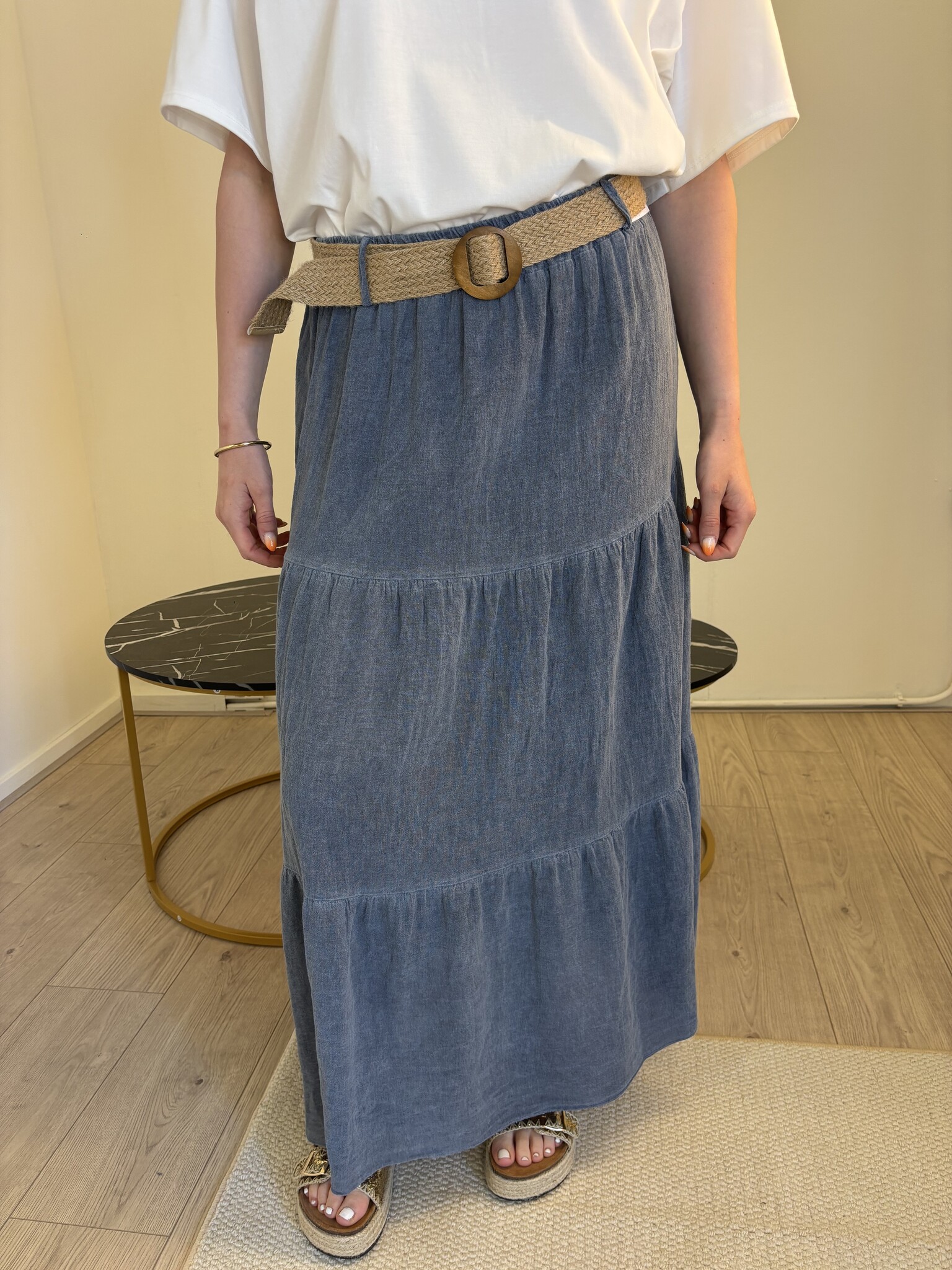 JASMIN 100 % Cotton Long Skirt (Blue Jeans)