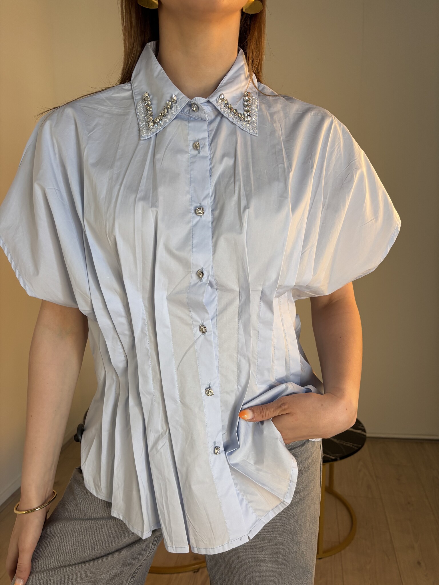 KIKI Strass Shirt (Light Blue)