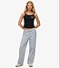 COTTON STRIPE ELASTIC TROUSER (Azure Blue Stripe )
