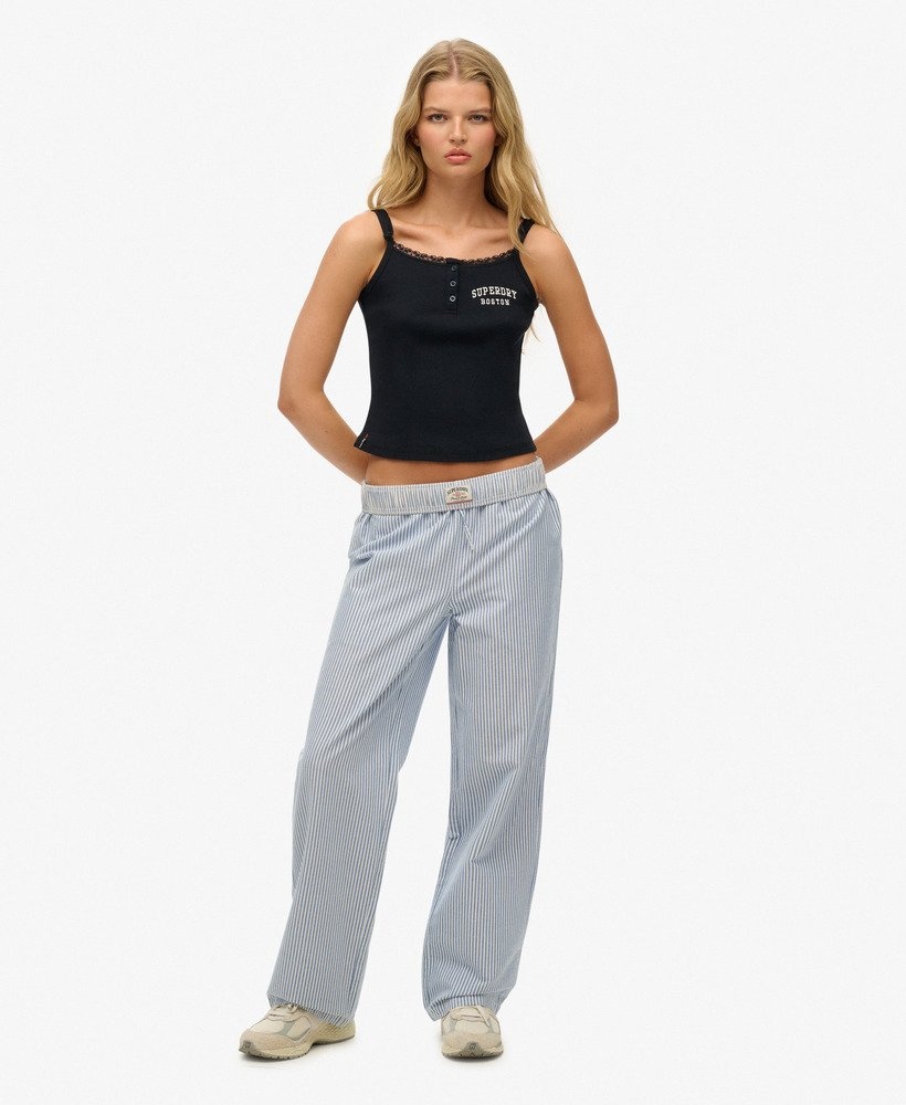 COTTON STRIPE ELASTIC TROUSER (Azure Blue Stripe )