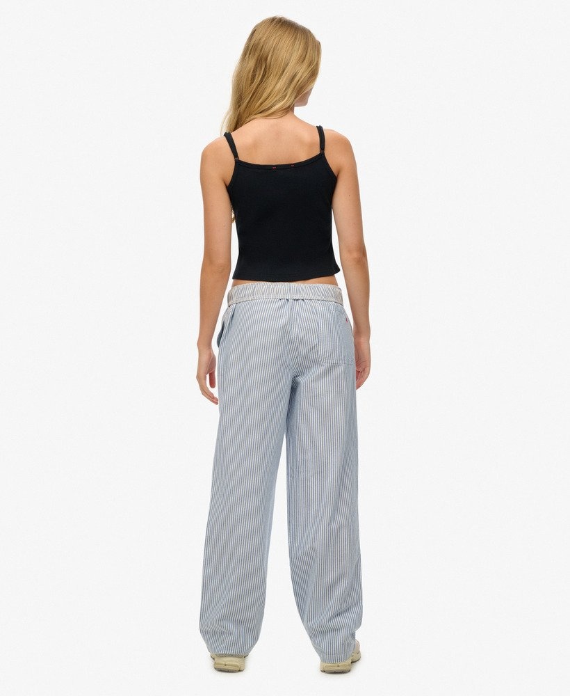 COTTON STRIPE ELASTIC TROUSER (Azure Blue Stripe )
