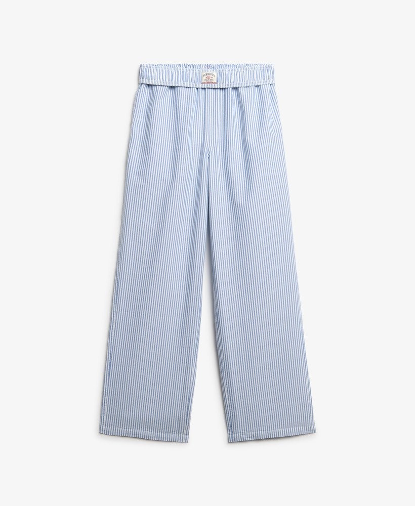 COTTON STRIPE ELASTIC TROUSER (Azure Blue Stripe )