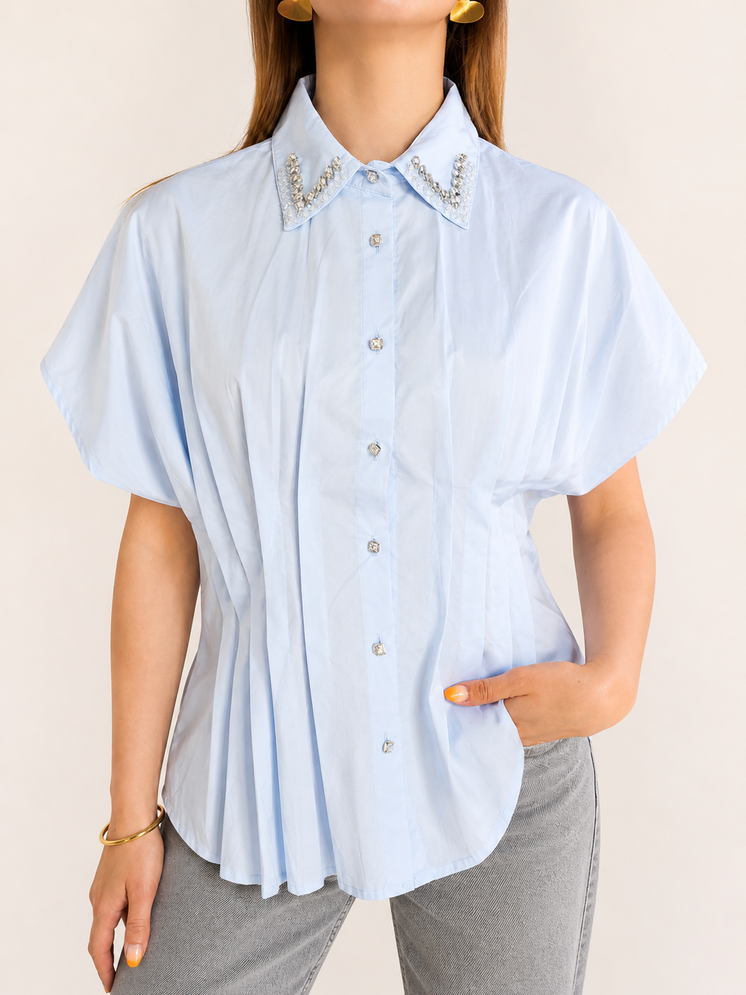 KIKI Strass Shirt (Light Blue)