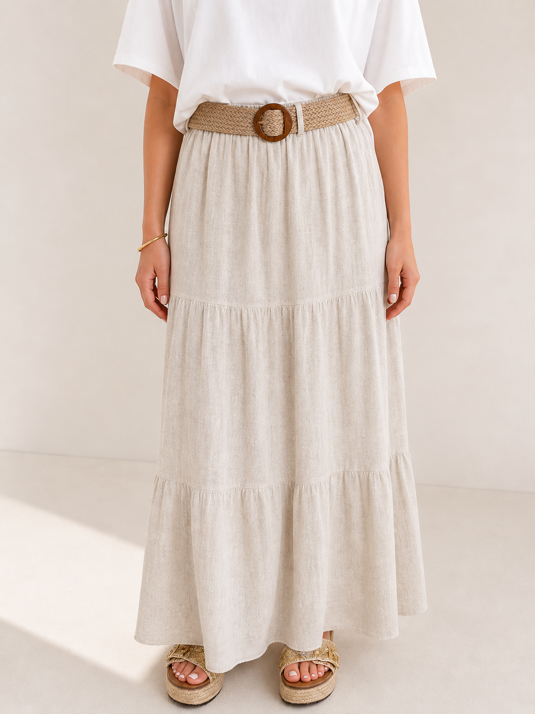 JASMIN 100 % Cotton Long Skirt (Sand)