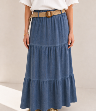 JASMIN 100 % Cotton Long Skirt (Blue Jeans)