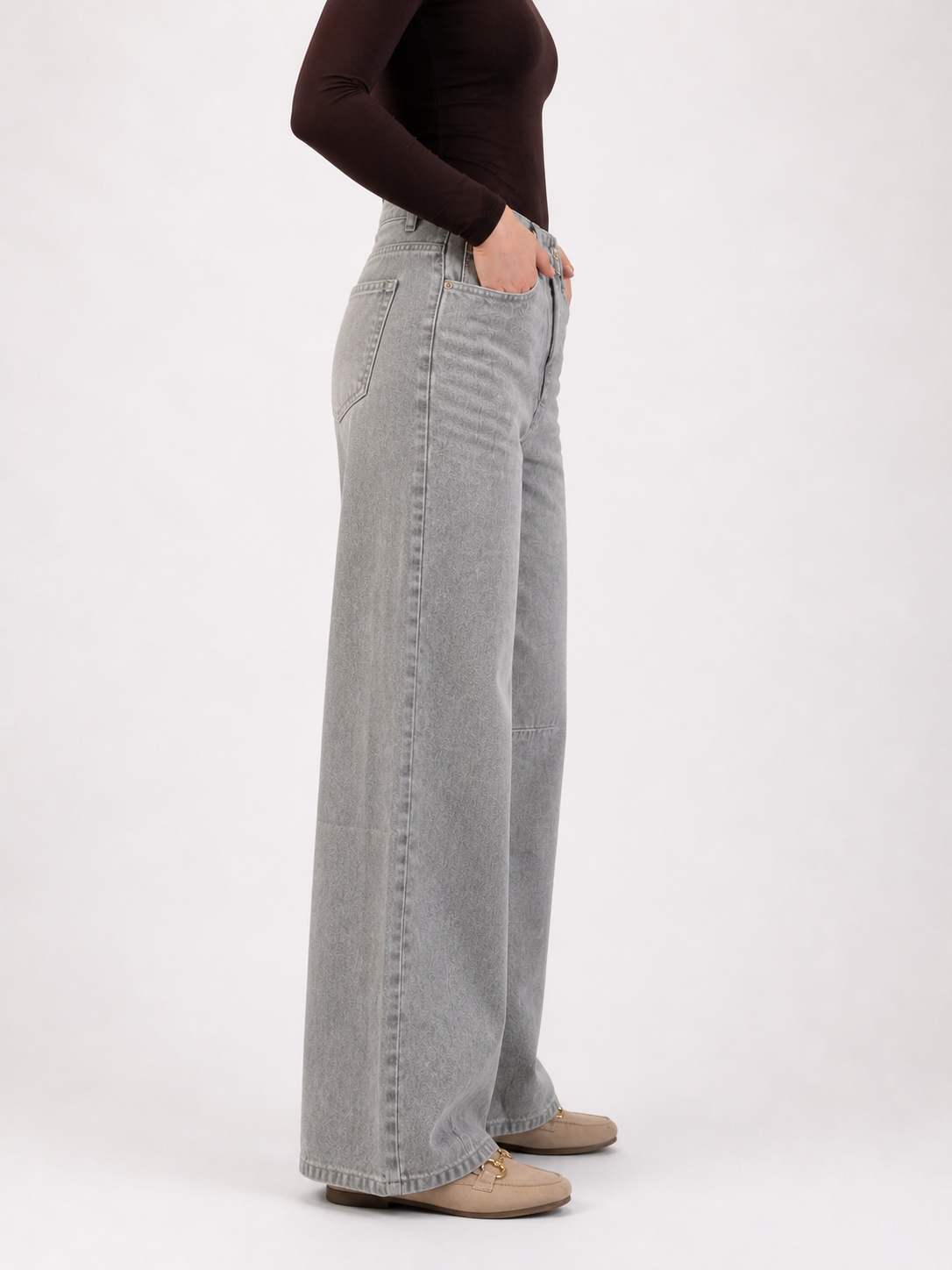 MELLY Balloon Fit Jeans (Light Grey Denim )