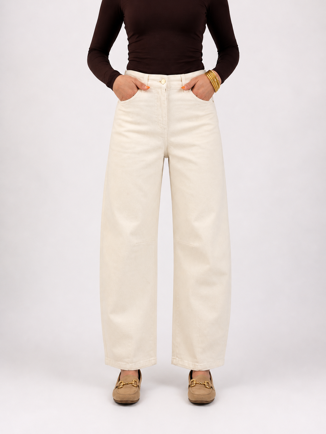 ANIKA Balloon Fit Jeans (Beige)