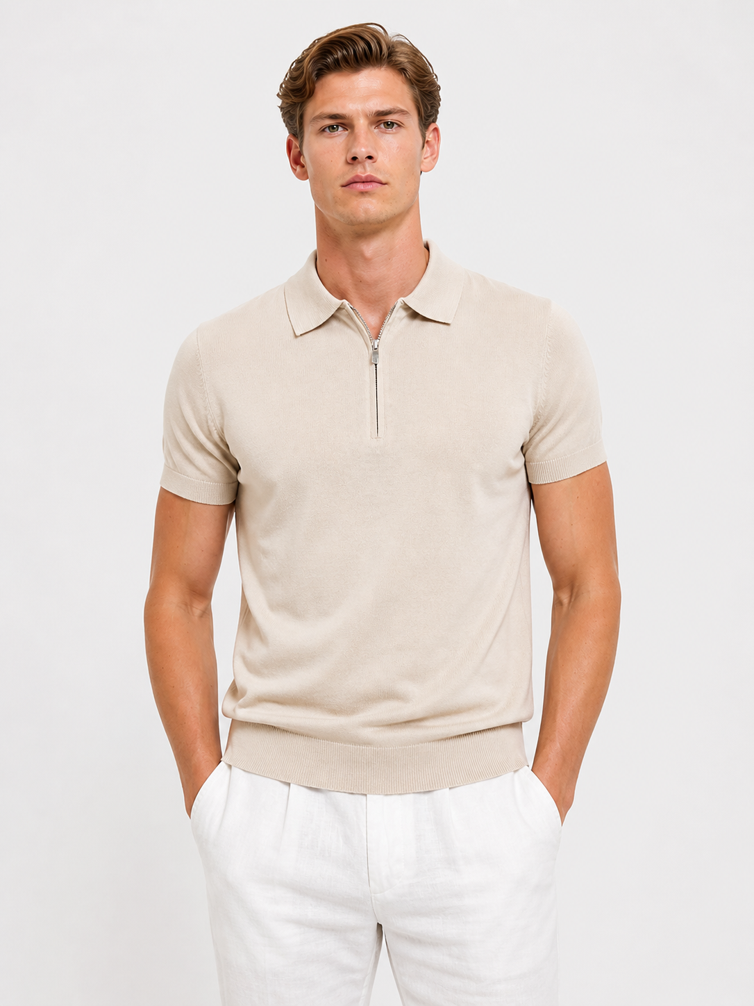 LEONARDO ZIP POLO (BEIGE)
