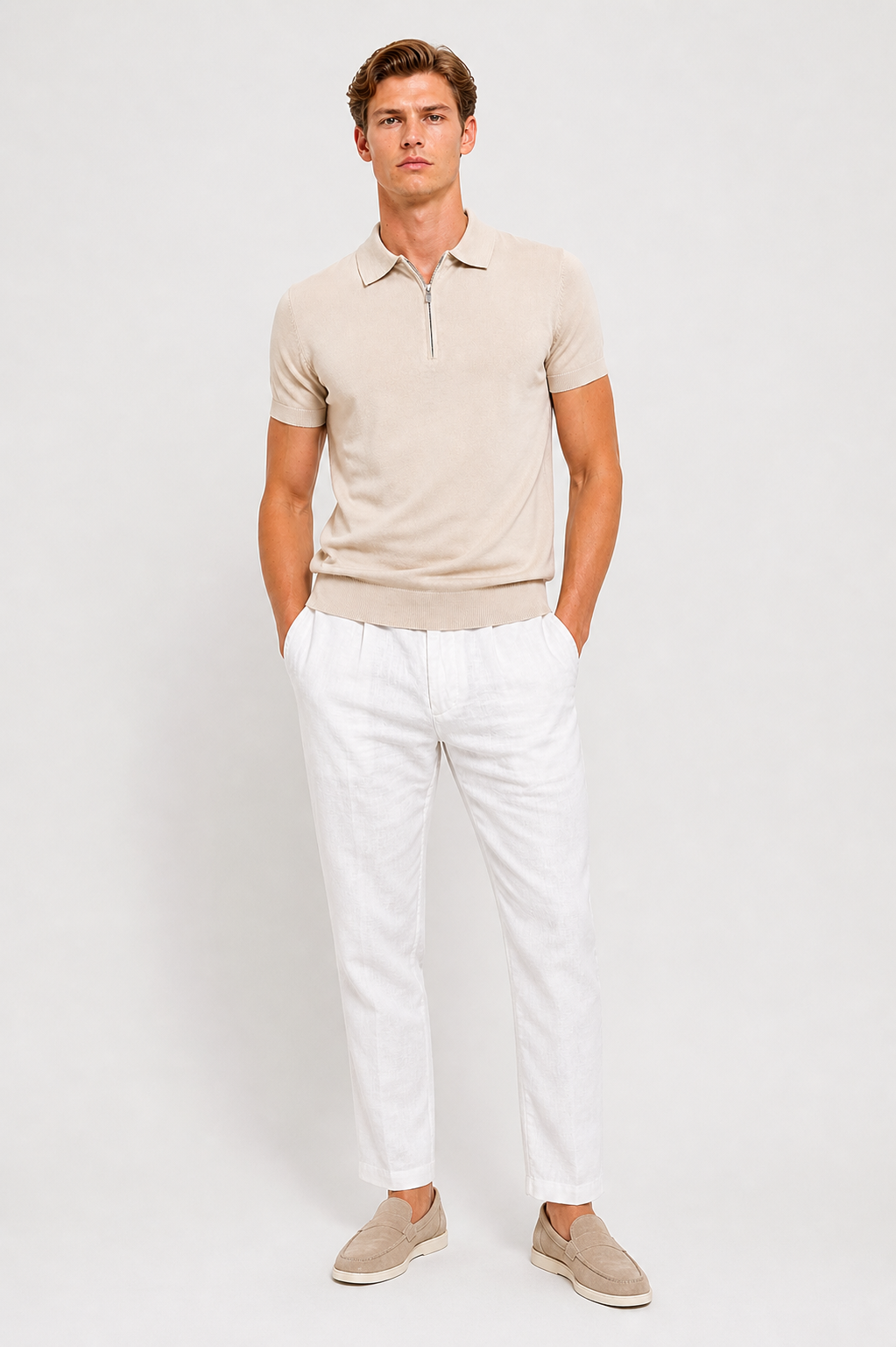 LEONARDO ZIP POLO (BEIGE)
