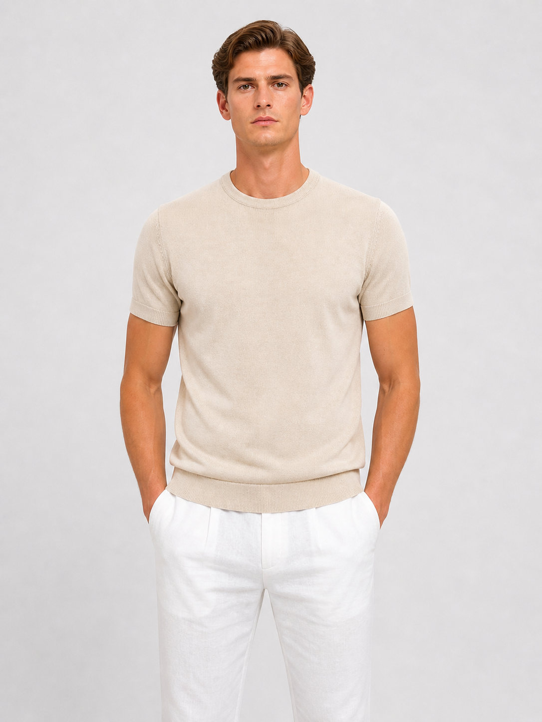 MARCELLO KNIT T-SHIRT (BEIGE)