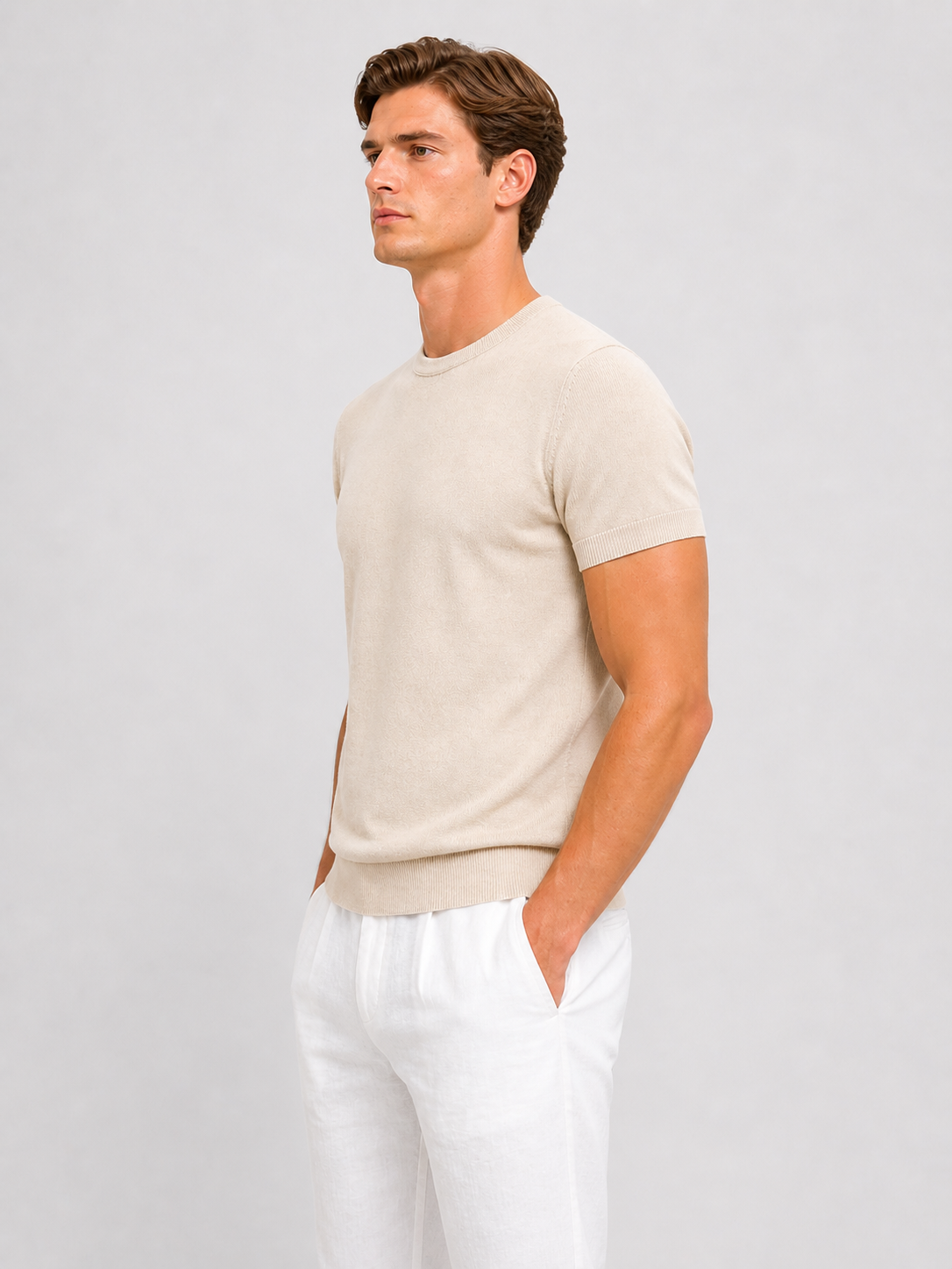 MARCELLO KNIT T-SHIRT (BEIGE)