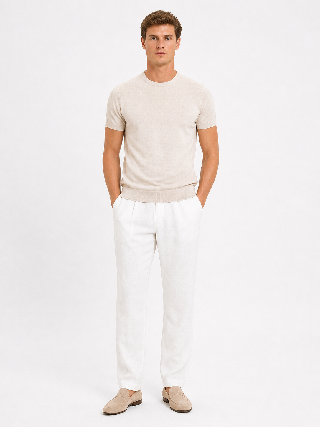 MARCELLO KNIT T-SHIRT (BEIGE)