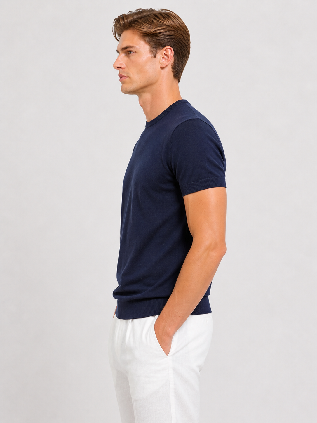 MARCELLO KNIT T-SHIRT (NAVY)
