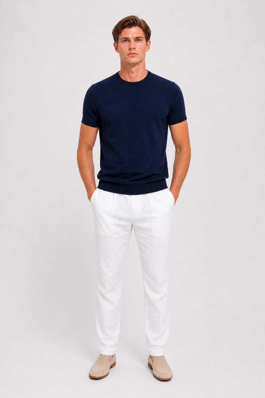MARCELLO KNIT T-SHIRT (NAVY)
