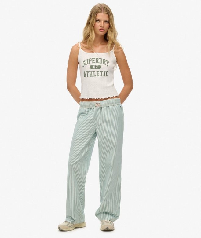 COTTON STRIPE ELASTIC TROUSER (PEPPERMINT CHALK STRIPE)