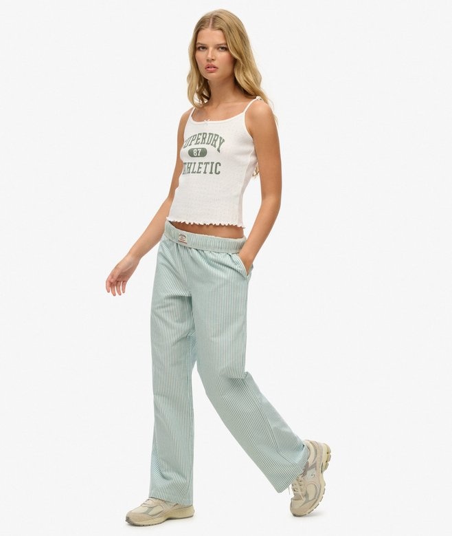 COTTON STRIPE ELASTIC TROUSER (PEPPERMINT CHALK STRIPE)