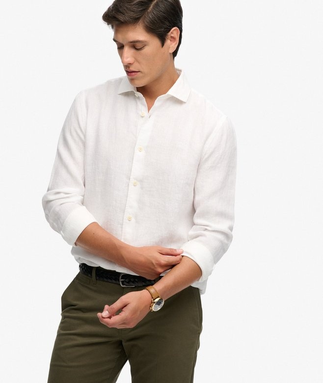RIVIERA L/S LINEN SHIRT (OPTIC)