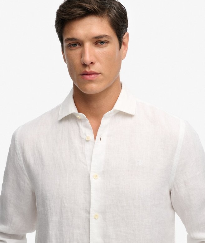 RIVIERA L/S LINEN SHIRT (OPTIC)