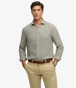 Superdry RIVIERA L/S LINEN SHIRT (BAY GREEN)
