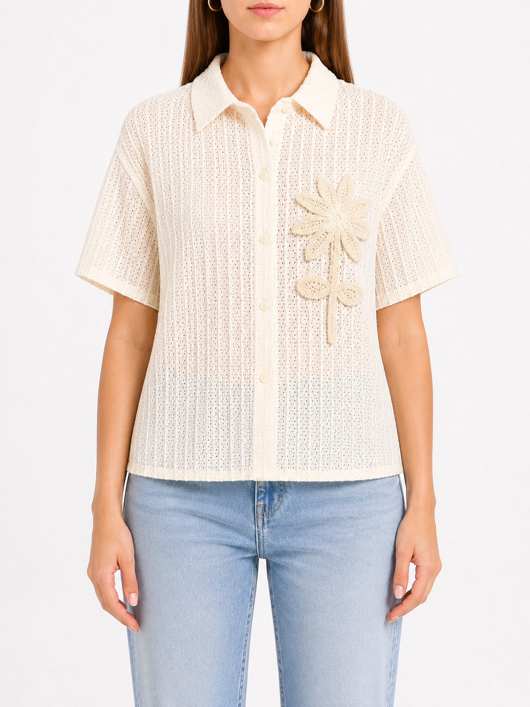 ISA Palm Boho Shirt (Cream)