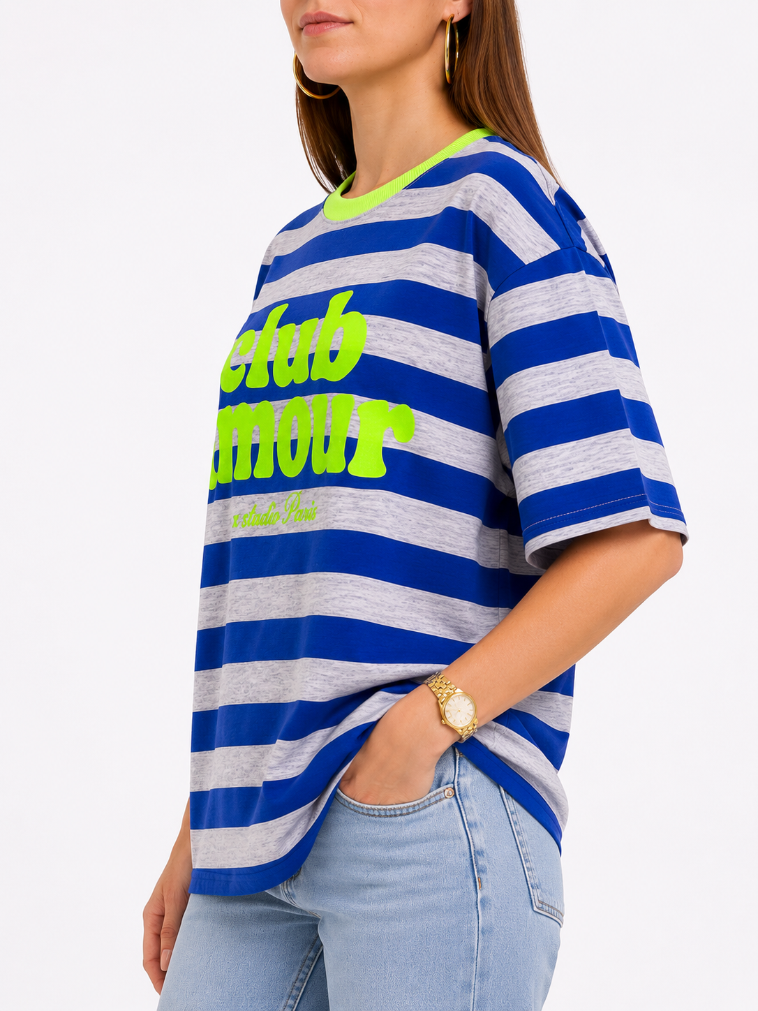 CLUB AMOUR  Stripes (Neon Green/Blue)