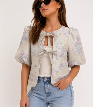 LOLA Floral Tie Front Top (Blue)