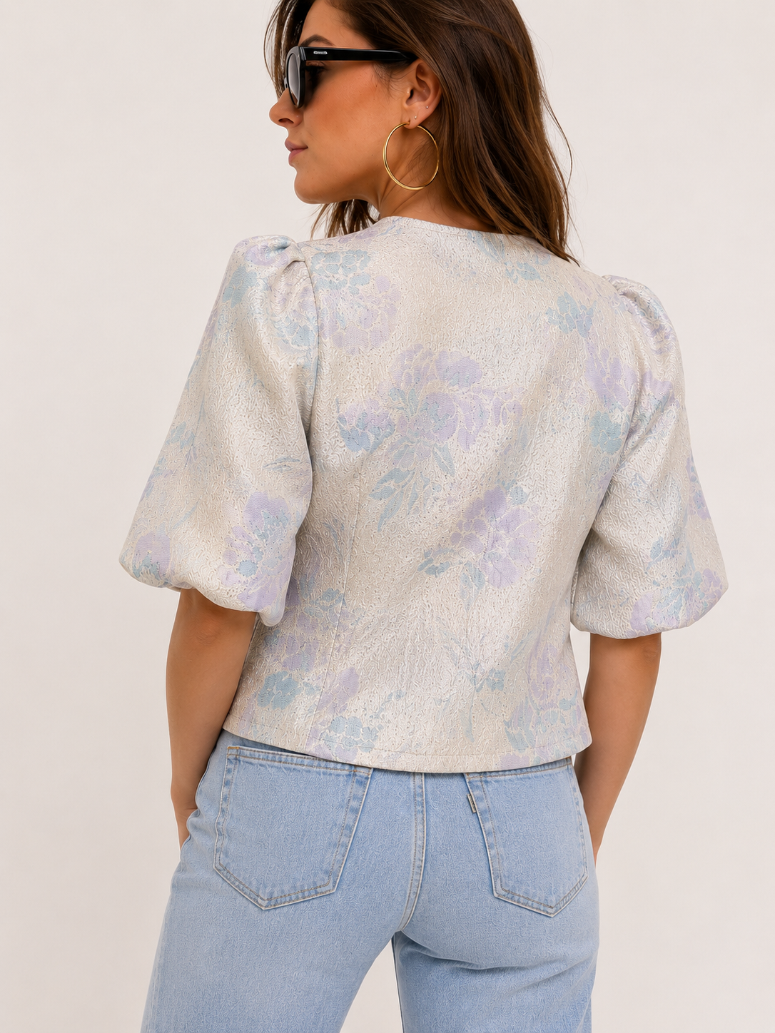 LOLA Floral Tie Front Top (Blue)