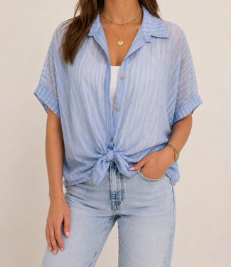 PAULINE Knot Front Shirt (Blue)