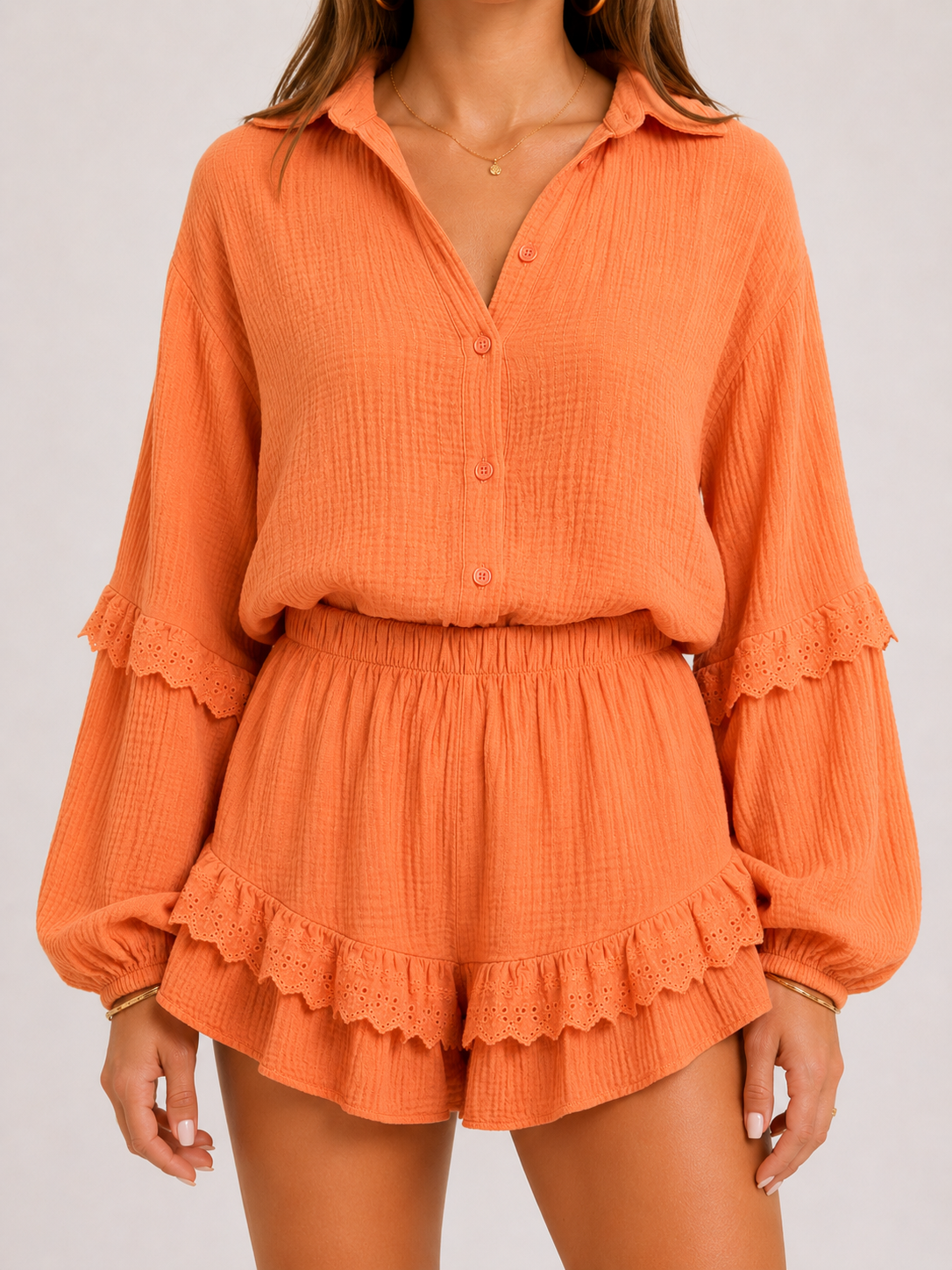 BLAZE 100% Cotton Blouse (Orange)