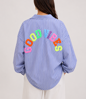 GOOD VIBES Multicolor Stripes Shirt (Blue)