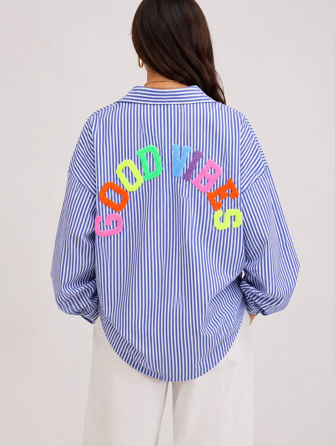 GOOD VIBES Multicolor Stripes Shirt (Blue)