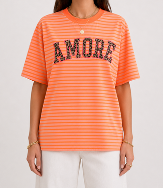 AMOUR LEO Stripes T-shirt (Neon Orange/Orange)