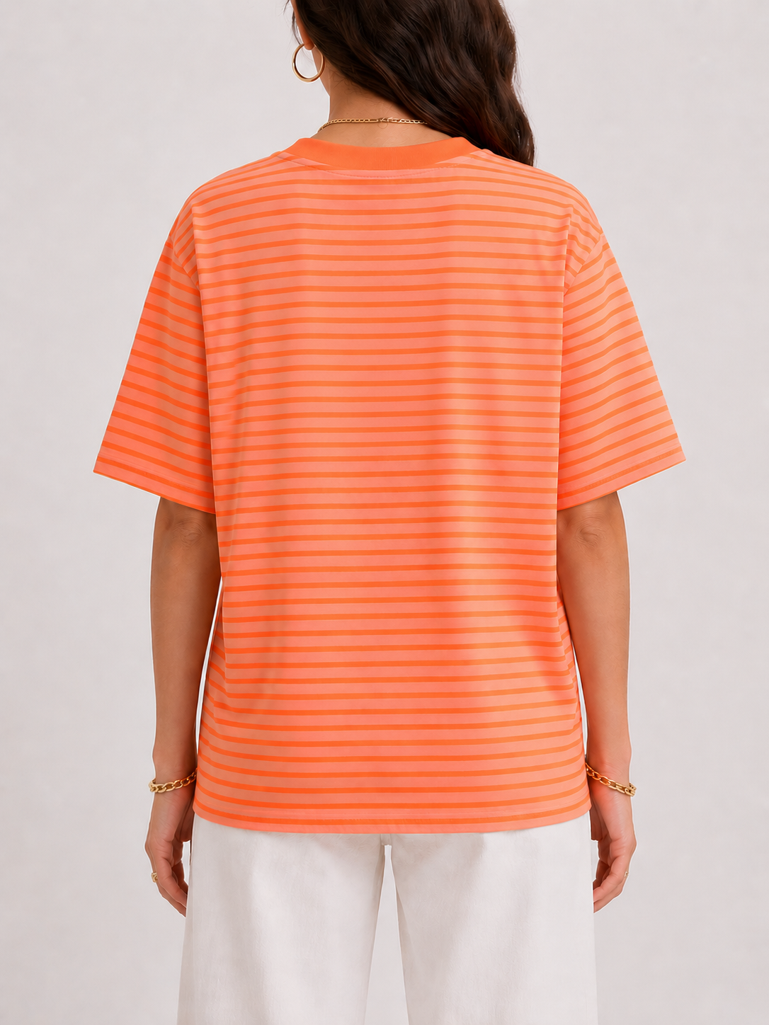 AMOUR LEO Stripes T-shirt (Neon Orange/Orange)