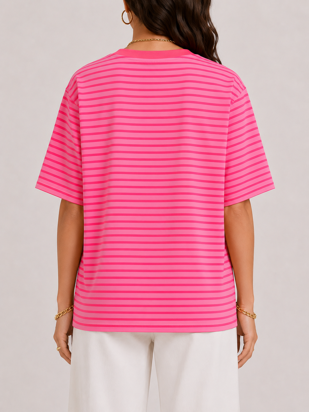 AMOUR LEO Stripes T-shirt (Neon Pink/Pink)