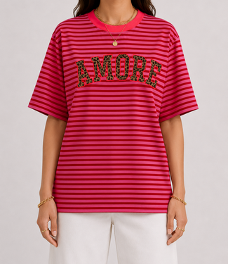 AMOUR LEO Stripes T-shirt (Red/Pink)