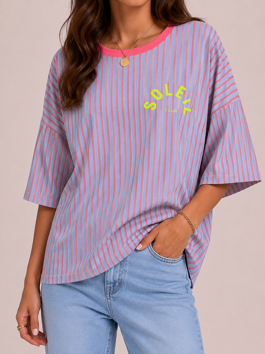 SOLEIL 3D Stripes (Blue/Neon Pink)