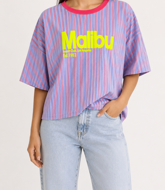 MALIBU 3D Stripes T-Shirt (Blue/Neon Pink)