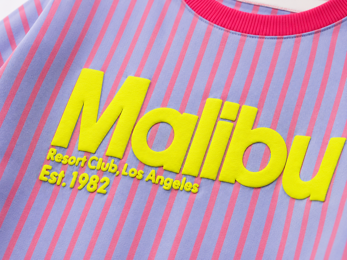 MALIBU 3D Stripes T-Shirt (Blue/Neon Pink)