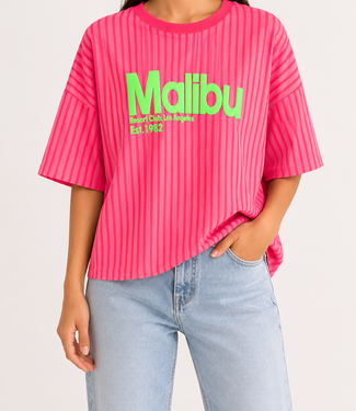 MALIBU 3D Stripes T-Shirt (Hot Pink /Neon Pink)