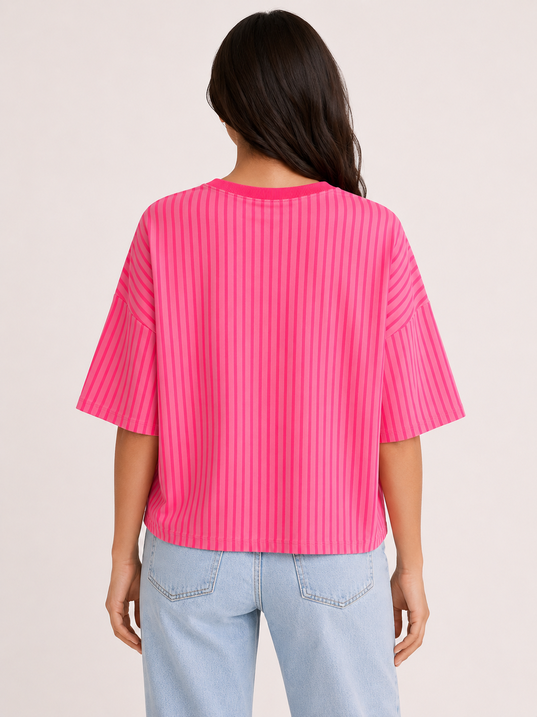 MALIBU 3D Stripes T-Shirt (Hot Pink /Neon Pink)