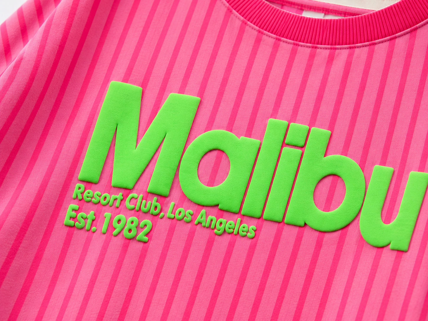 MALIBU 3D Stripes T-Shirt (Hot Pink /Neon Pink)